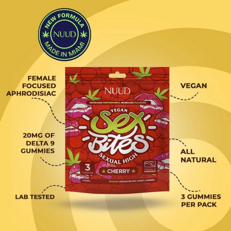Gummies THC Delta 9 60mg Sex Bites Cerise Pour Femmes X3 20mggummy Nuud