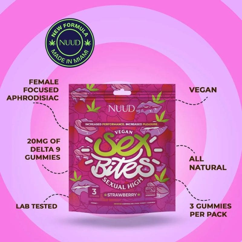 Gummies THC Delta 9 60mg Sex Bites Fraise Pour Femmes X3 20mggummy Nuud