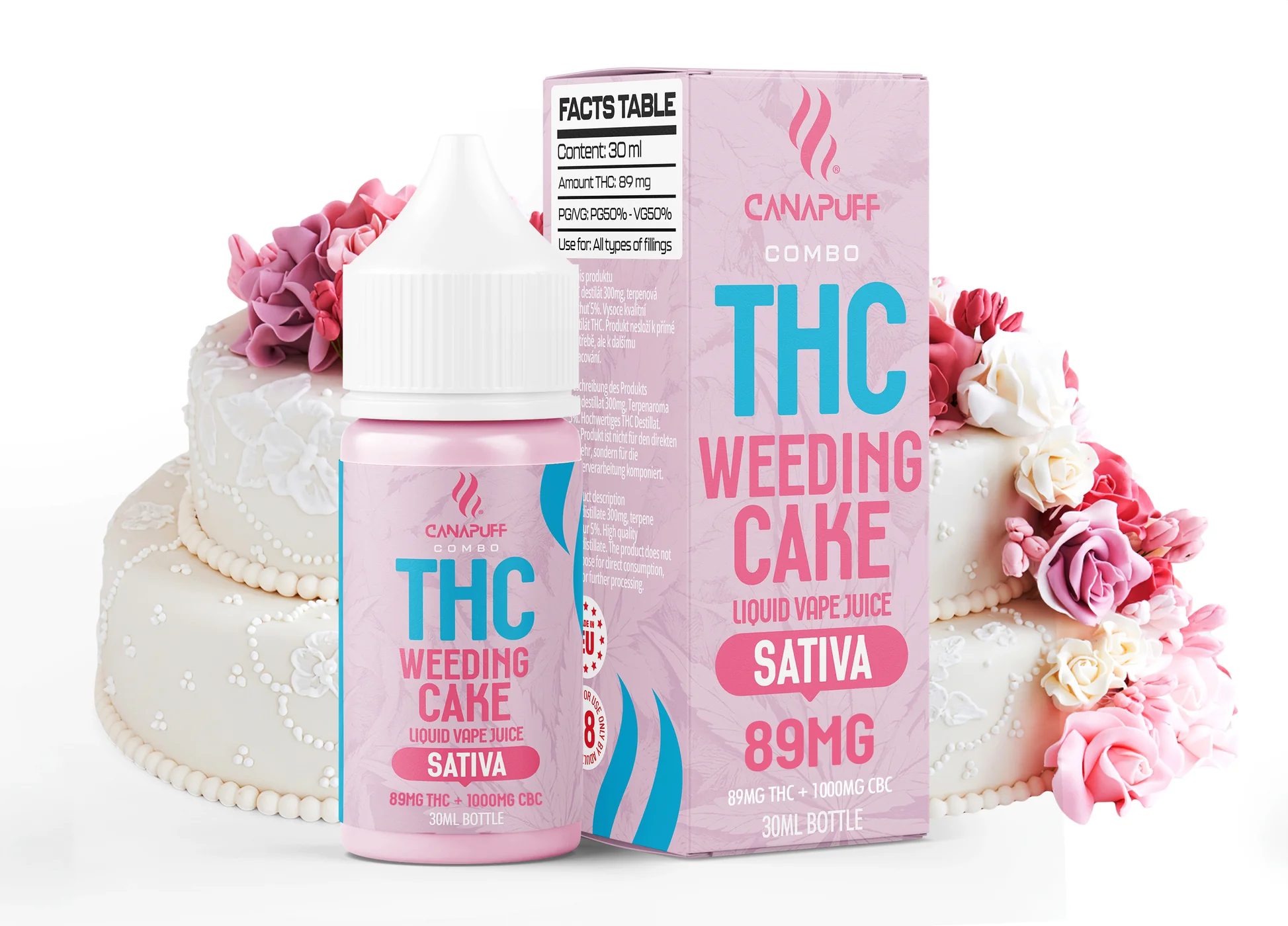 E Liquide THC 89mg 1000mg CBC Weeding Cake 30ml Canapuff